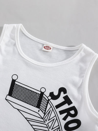 Toddler Boys Letter And Car Print Tank Top Shorts