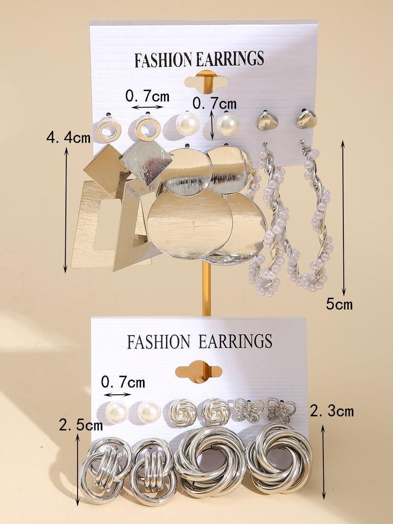 11pairs Butterfly Faux Pearl Decor Earrings