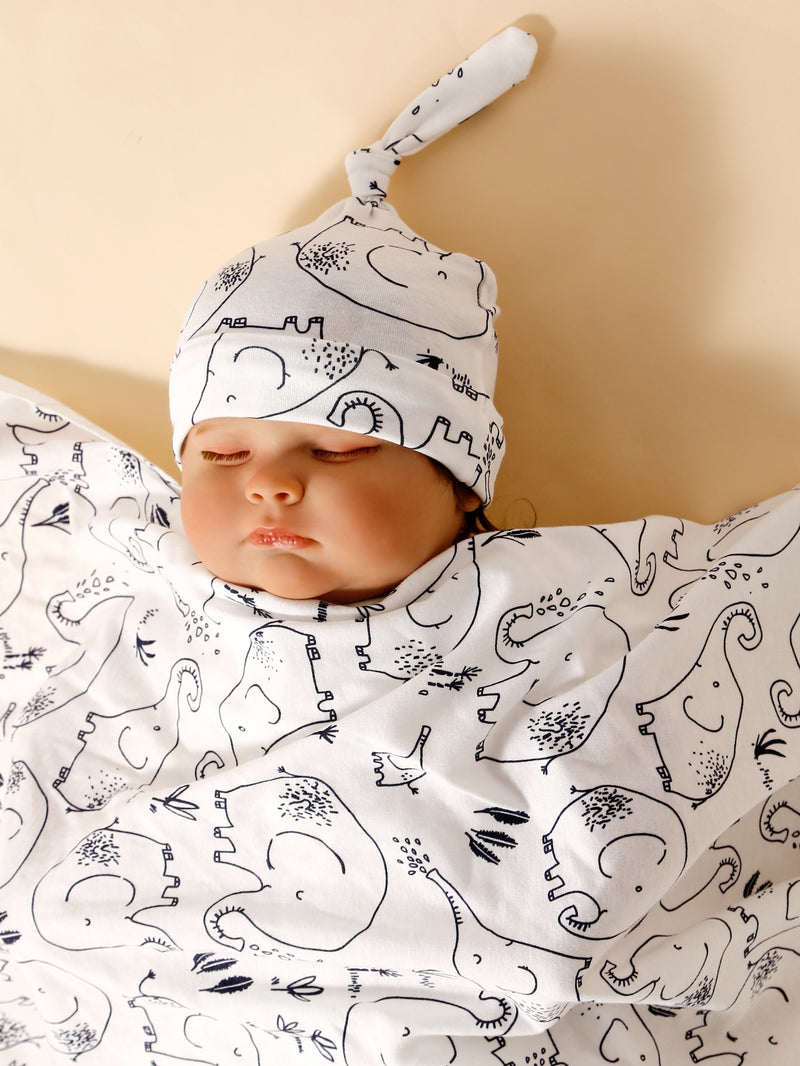 1pc Cartoon Graphic Baby Swaddling Blanket & 1pc Hat
