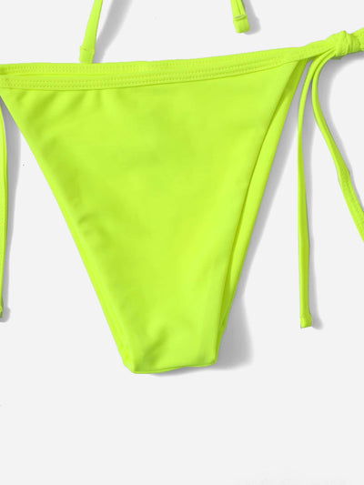 Neon Lime Triangle Tie Side Bikini Swimsuit
