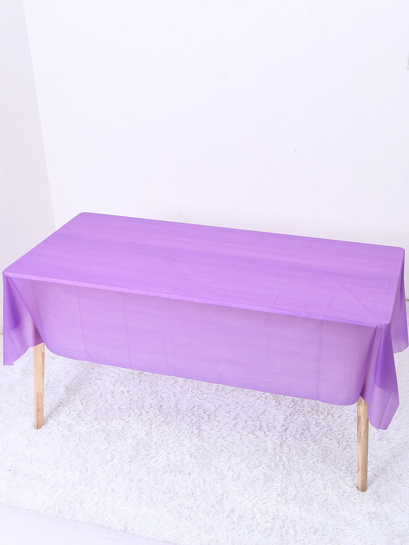 1pc Plain Disposable Table Cover Purple PE Disposable Tablecloth For Party Holiday Birthday