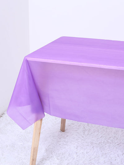 1pc Plain Disposable Table Cover Purple PE Disposable Tablecloth For Party Holiday Birthday