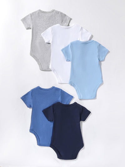 Baby 5pcs Solid Round Neck Bodysuit