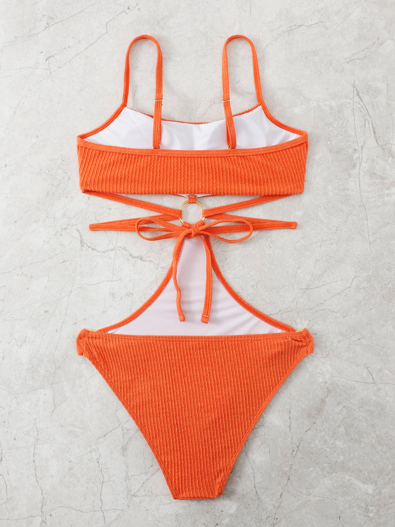 Ring Linked Cut out One Piece Swimsuit