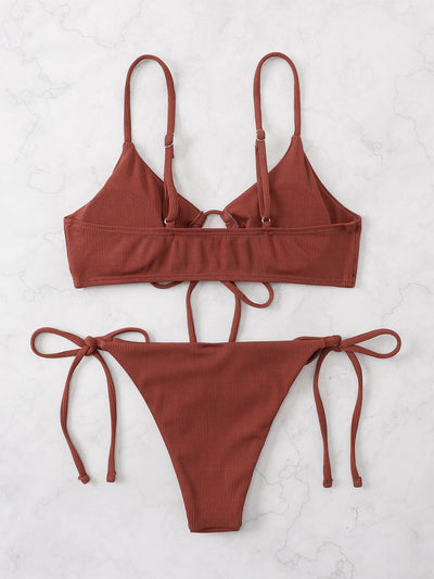 Rib Tie Side Bikini Swimsuit