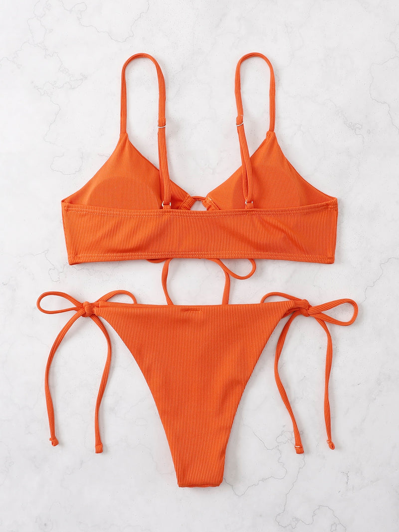 Rib Tie Side Bikini Swimsuit