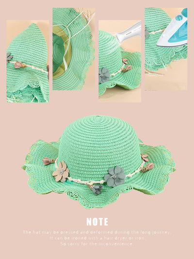 Toddler Girls Flower Decor Straw Hat