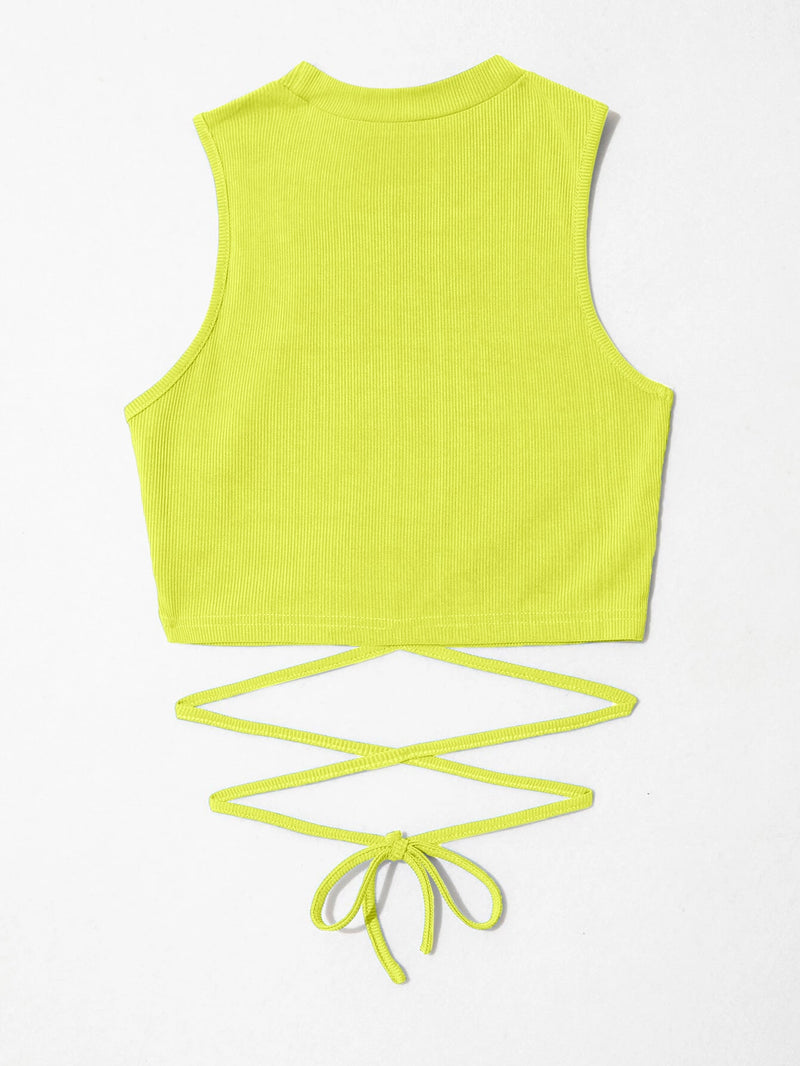 Lace Up Waist Tank Top