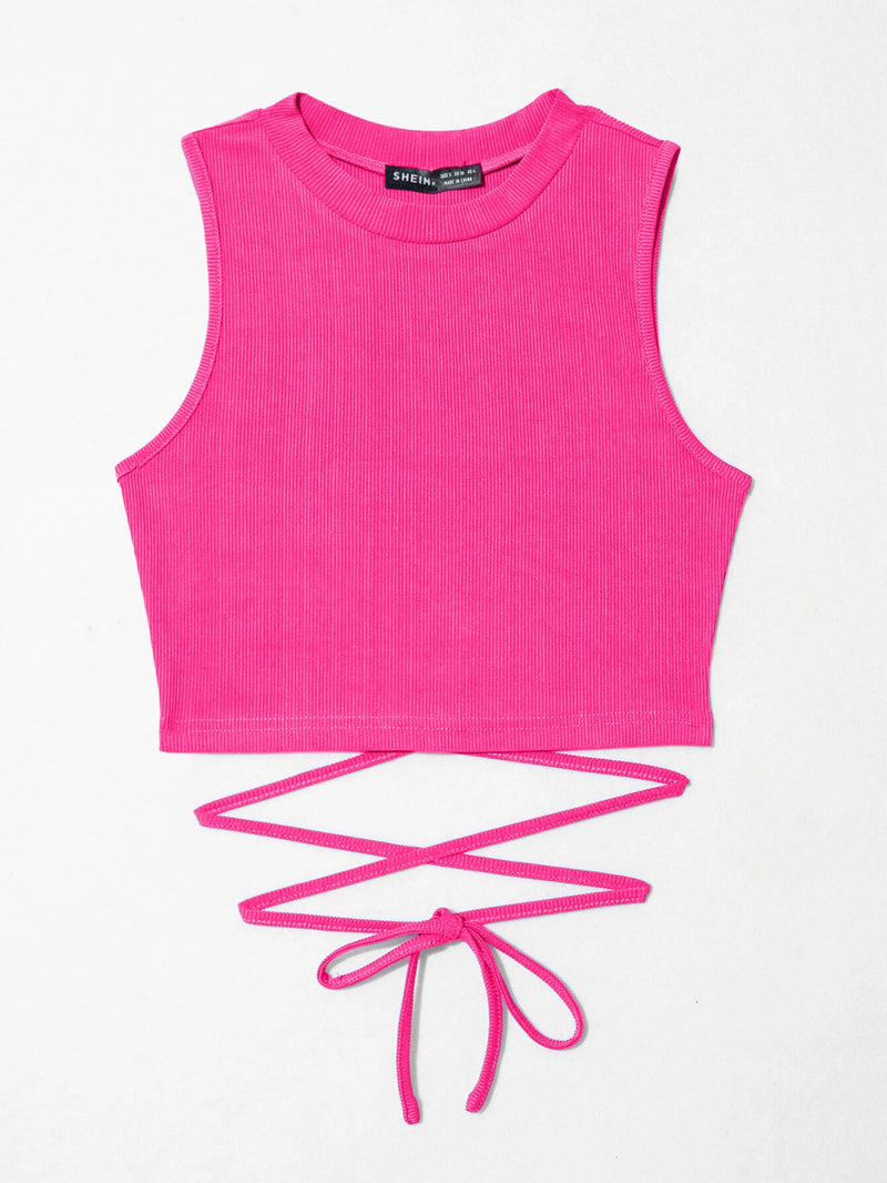 Lace Up Waist Tank Top