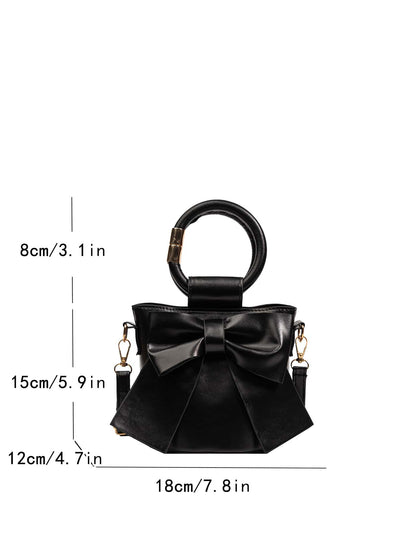 Mini Bow Decor Top Ring Bucket Bag