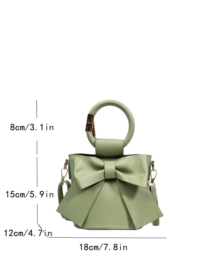 Mini Bow Decor Top Ring Bucket Bag