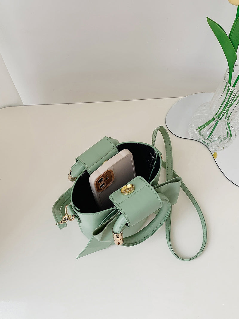 Mini Bow Decor Top Ring Bucket Bag