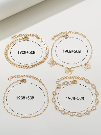 4pcs Butterfly Charm Anklet