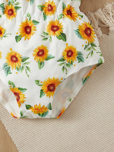 Baby Sunflower Print Raglan Sleeve Bodysuit