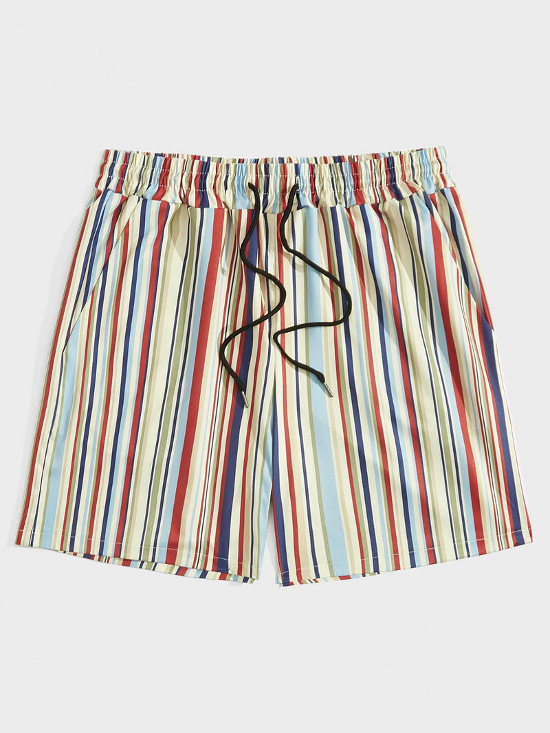 ROMWE Guys Block Striped Shorts