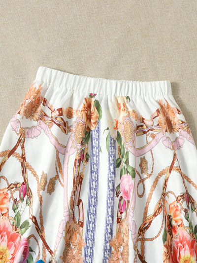 Floral Chain Print Tee Skirt