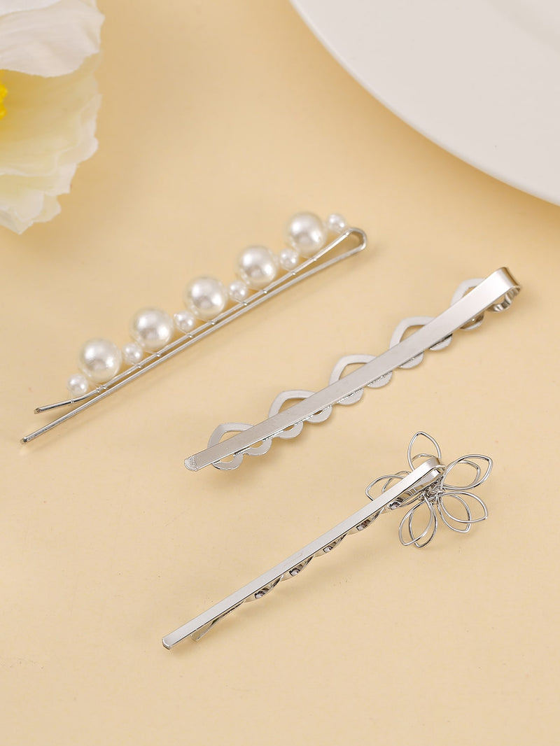 8pcs Faux Pearl Decor Hair Clip