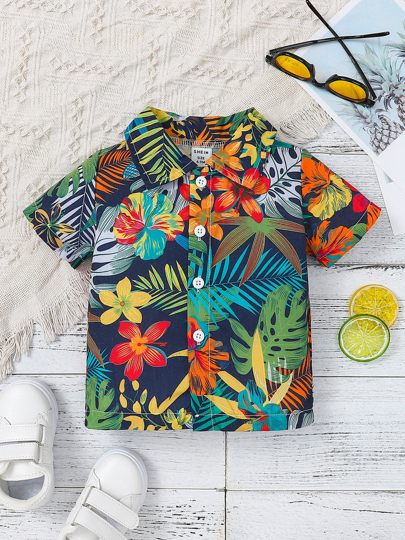 Baby Tropical Print Button Up Shirt