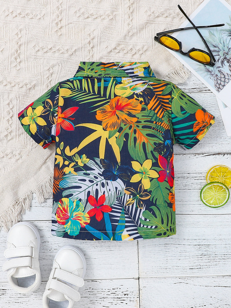 Baby Tropical Print Button Up Shirt