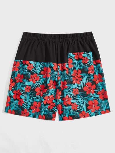 ROMWE Guys Floral Graphic Drawstring Shorts