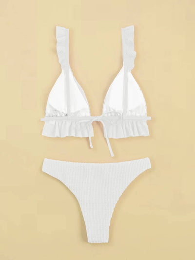 Ruffle Hem Triangle Bikini Swimsuit