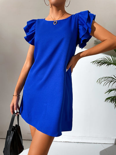Tall Solid Butterfly Sleeve Tunic Dress
