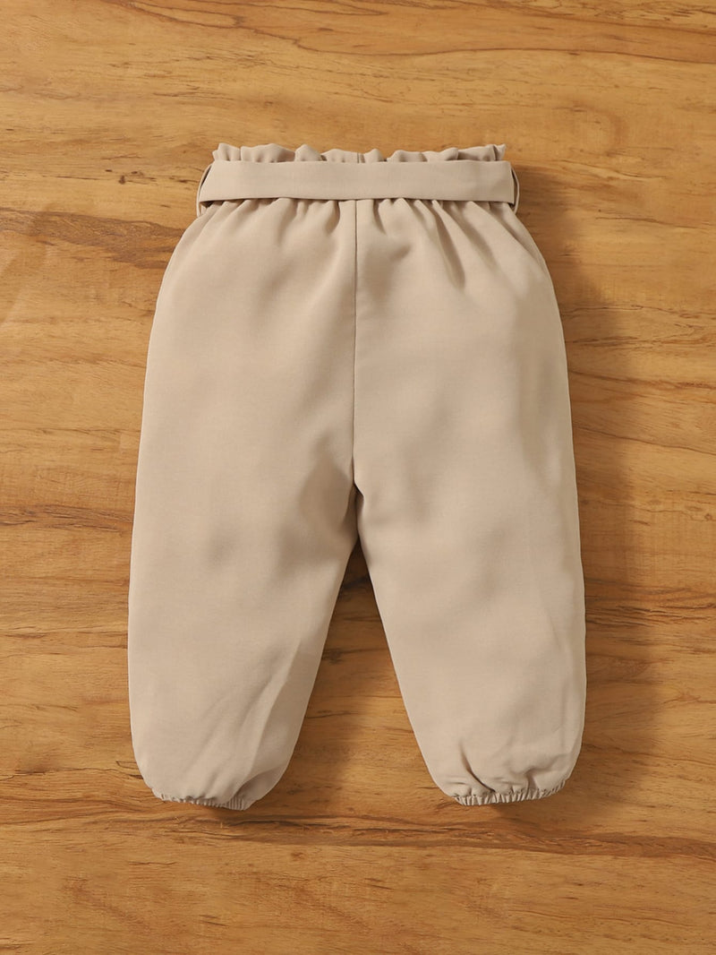 Baby Paperbag Waist Belted Carrot Pants