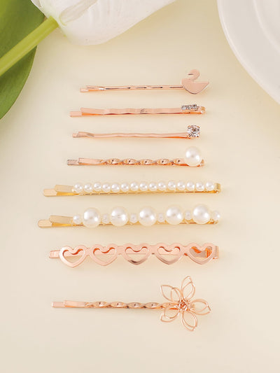 8pcs Faux Pearl Decor Hair Clip