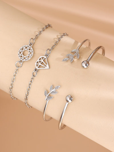 4pcs Leaf Knot Decor Bracelet