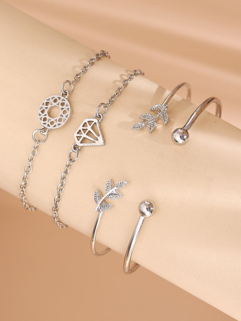 4pcs Leaf Knot Decor Bracelet