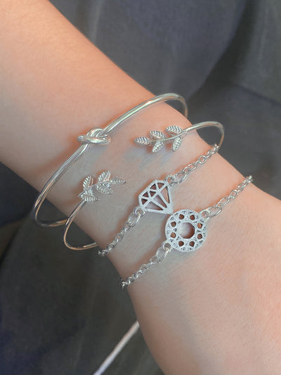 4pcs Leaf Knot Decor Bracelet