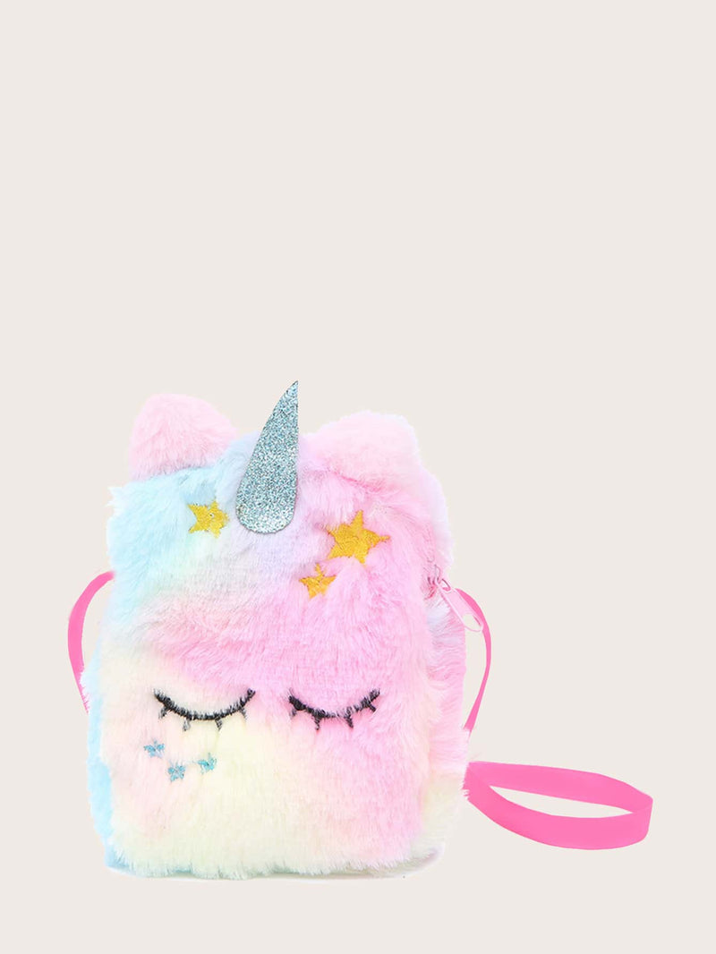 Girls Unicorn Design Fluffy Crossbody Bag