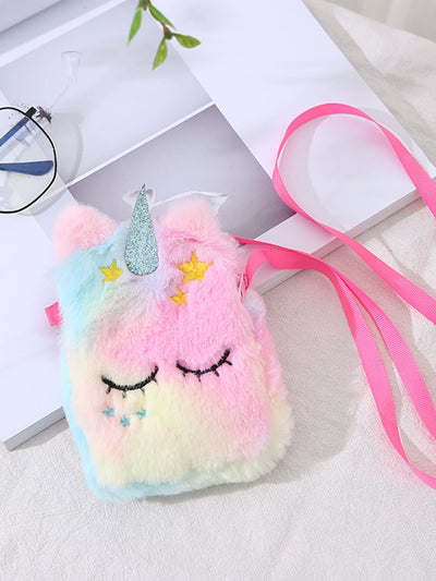 Girls Unicorn Design Fluffy Crossbody Bag