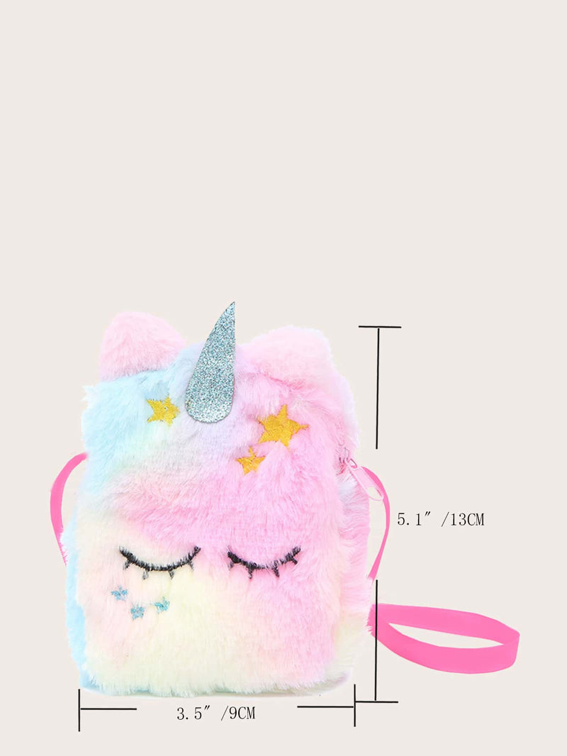 Girls Unicorn Design Fluffy Crossbody Bag