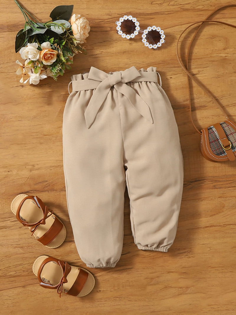 Baby Paperbag Waist Belted Carrot Pants