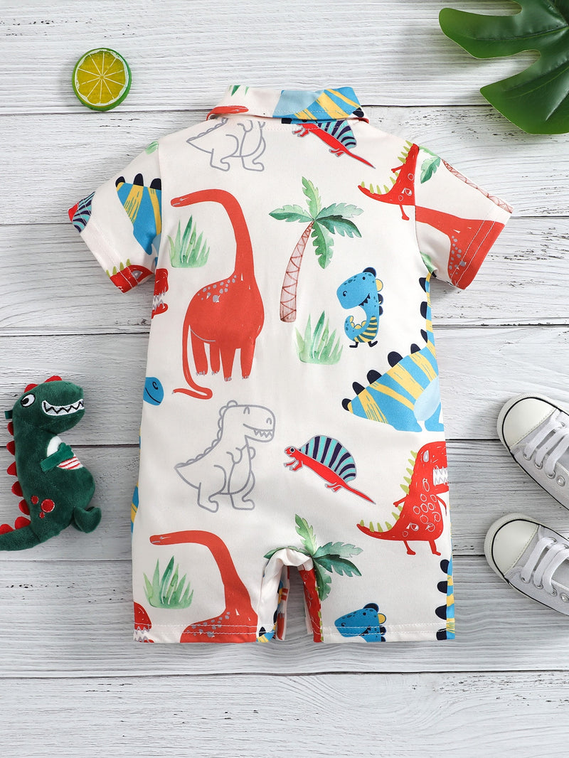 Baby Dinosaur Print Button Front Romper