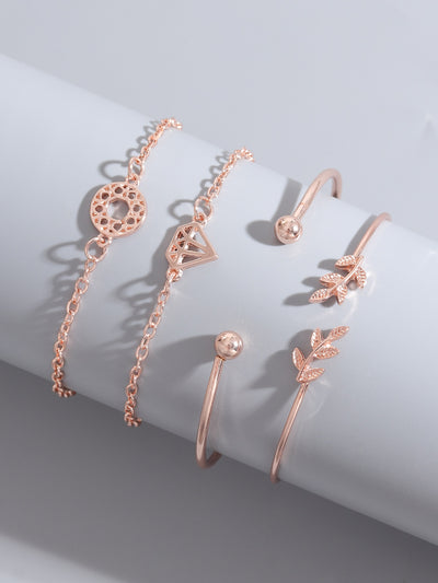 4pcs Leaf Knot Decor Bracelet