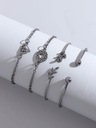 4pcs Leaf Knot Decor Bracelet