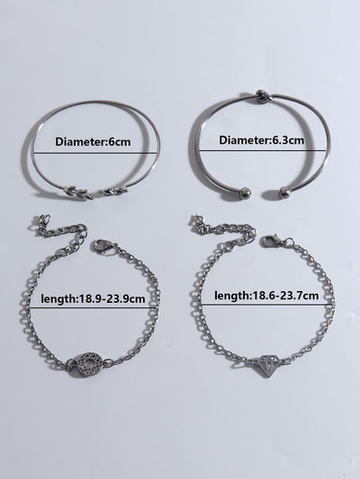 4pcs Leaf Knot Decor Bracelet