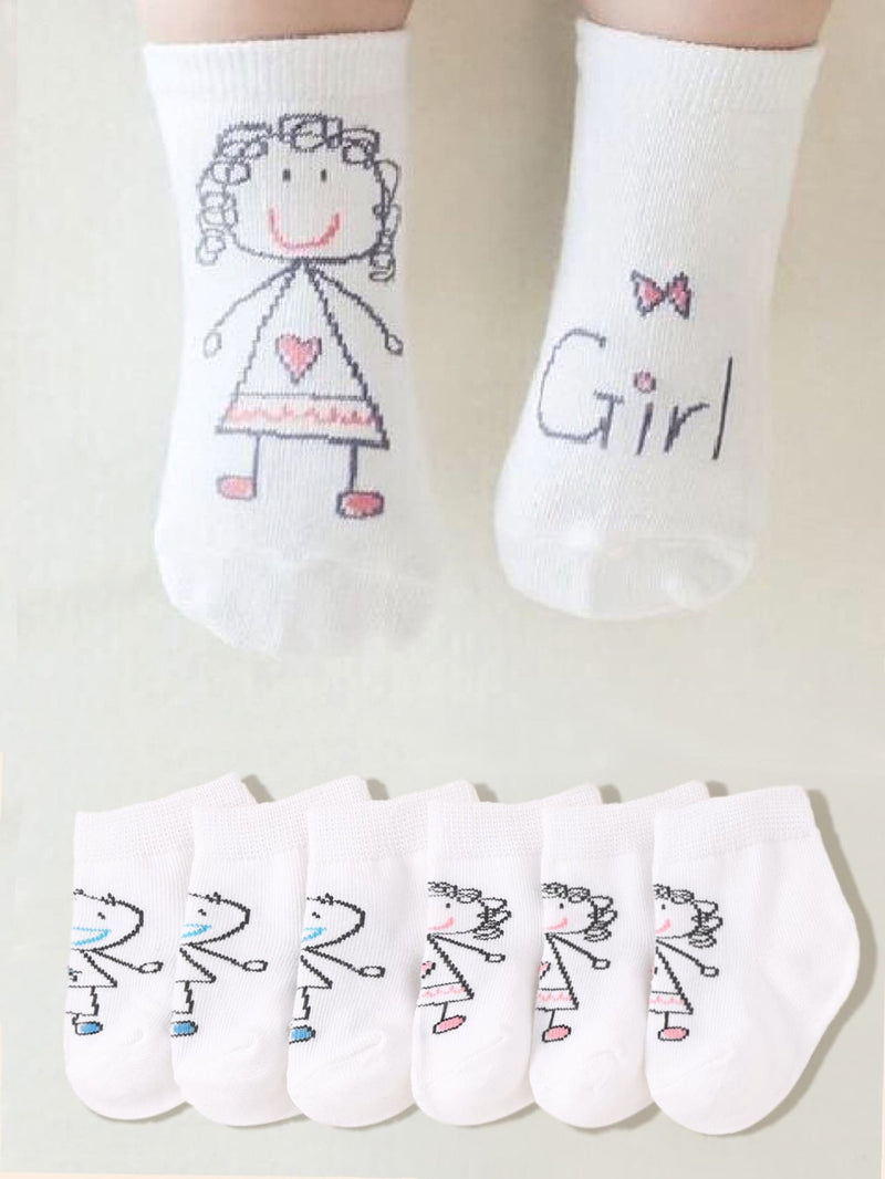 6pairs Baby Figure Graphic Socks