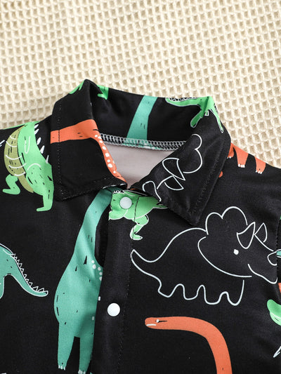 Baby Dinosaur Print Button Front Romper