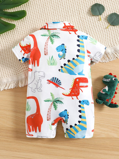 Baby Dinosaur Print Button Front Romper