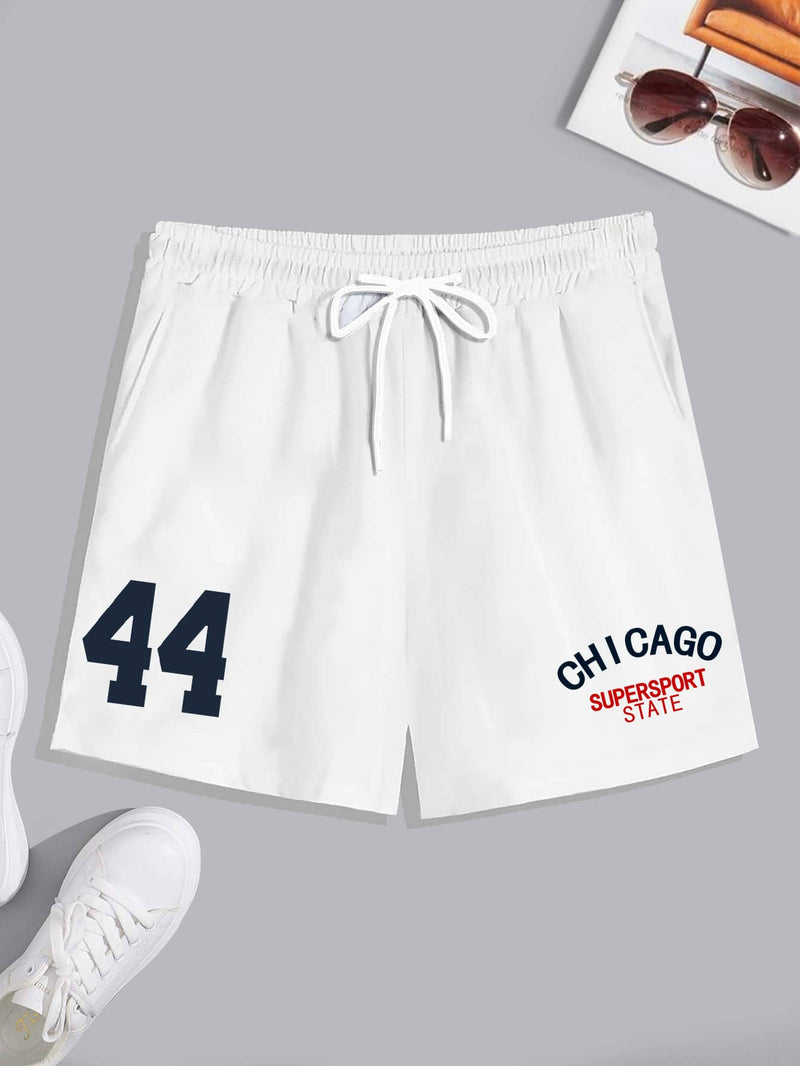 Extended Sizes Men Letter Graphic Shorts