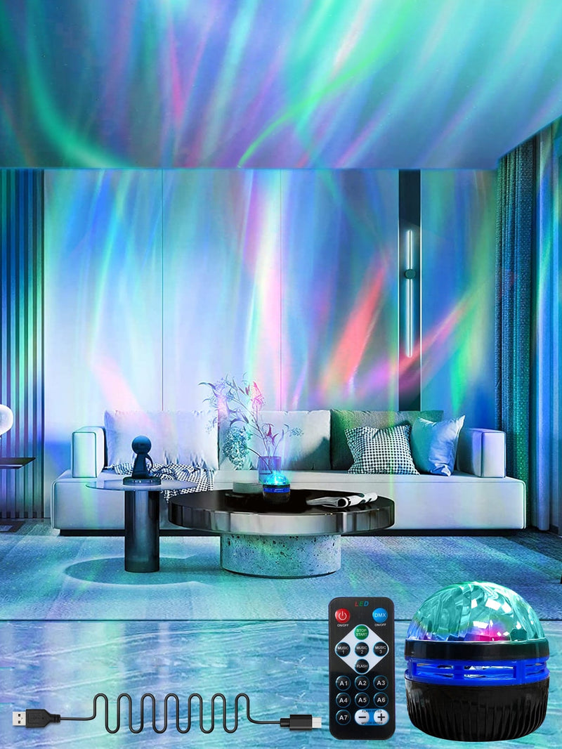1set LED Water Pattern Starry Sky Light Remote Control Aurora Projection Light USB Plug in Bedside Atmosphere Light