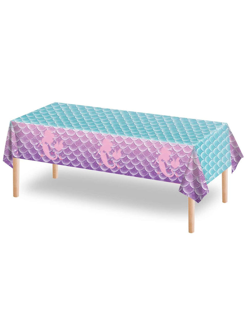 Mermaid Fish Scale Print Disposable Table Cover Disposable Tablecloth For Birthday Party