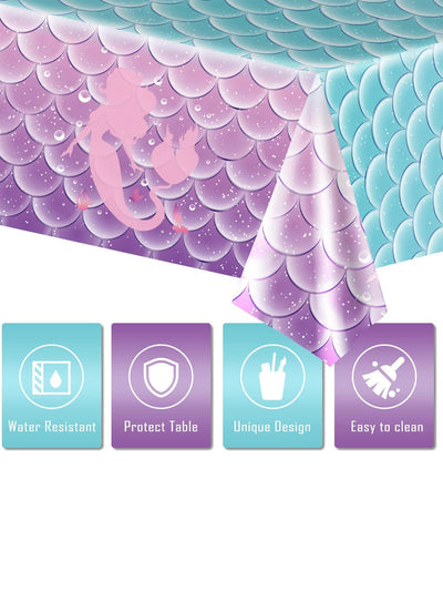 Mermaid Fish Scale Print Disposable Table Cover Disposable Tablecloth For Birthday Party