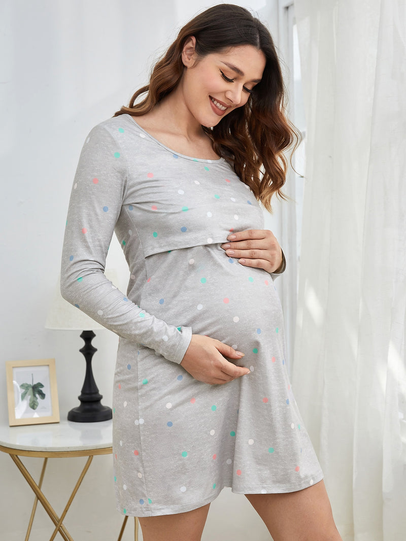 Maternity Polka Dot Nursing Nightdress