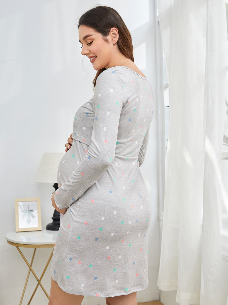Maternity Polka Dot Nursing Nightdress