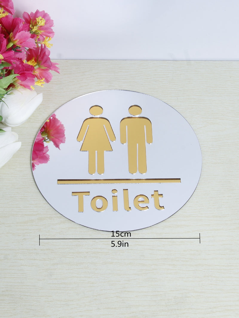 Toilet Sign Mirror Wall Sticker