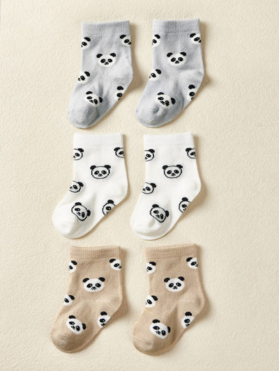 3pairs Baby Panda Print Socks